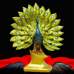 Resin Peacock Statue Desktop Adornmen for Home Wedding-Spreads its Tail