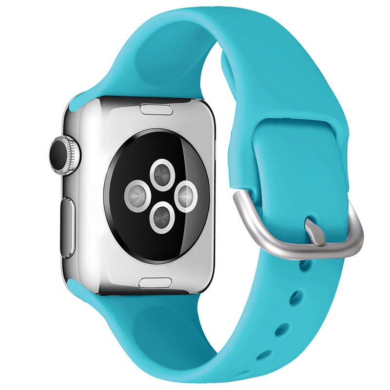 Silicone Sport Replacement Strap with Classic Clasp for iWatch Series SE 6 5 4 3 2 1-DuckGreen