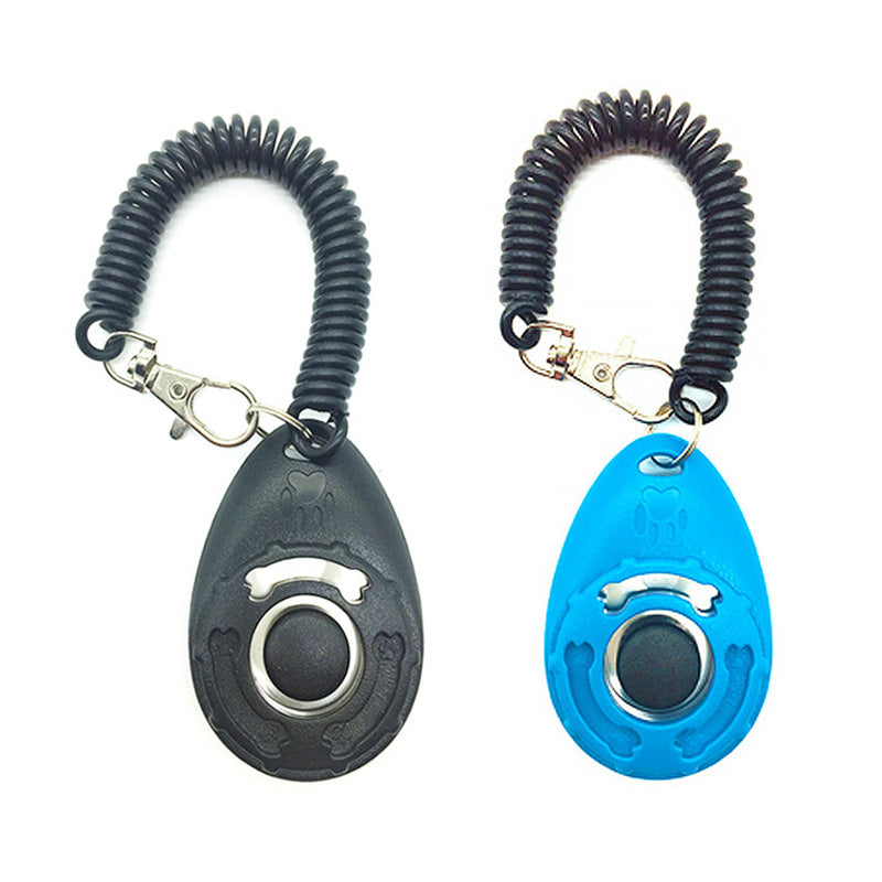 2Pcs Pet Training Clicker with Wrist Strap for Dog Training -Black + Blue