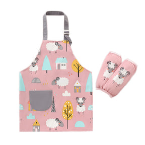 Kids Cartoon Animal Pattern Painting Waterproof Apron Set-Sheep