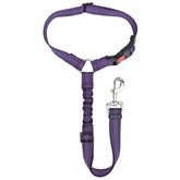 Dog Seat Belt Pet Car Seatbelt Headrest Restraint Adjustable Reflective Elastic Connect Dog Harness-Purple