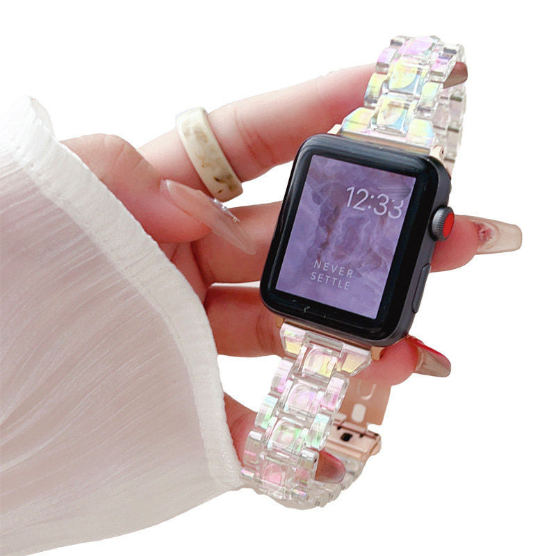 Slim Bracelet Strap Fashion Acrylic Folding Clasp for Apple Watch-5