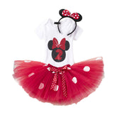 2 Years Old Baby Girls Mickey Birthday Outfits Tutu Skirt and T-Shirt-176Red