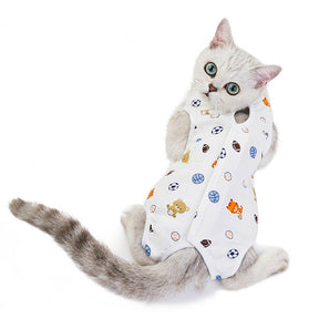 Cat Surgery Recovery Suit Breathable for Abdominal Wounds and Skin Diseases-Football