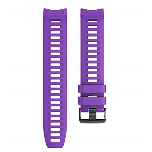 For Garmin Instinct Watchband Soft Silicone Adjustable Replacement Strap 22MM Black Steel Buckle-Purple