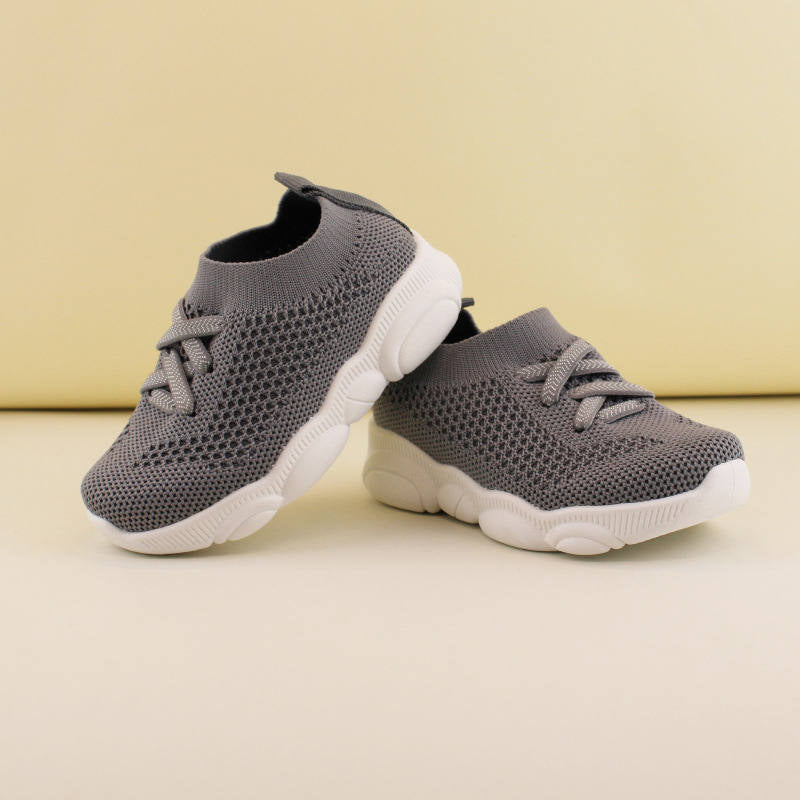 Baby First Walking Shoes Toddler Boys Girls Cotton Mesh Breathable Sneakers-Grey
