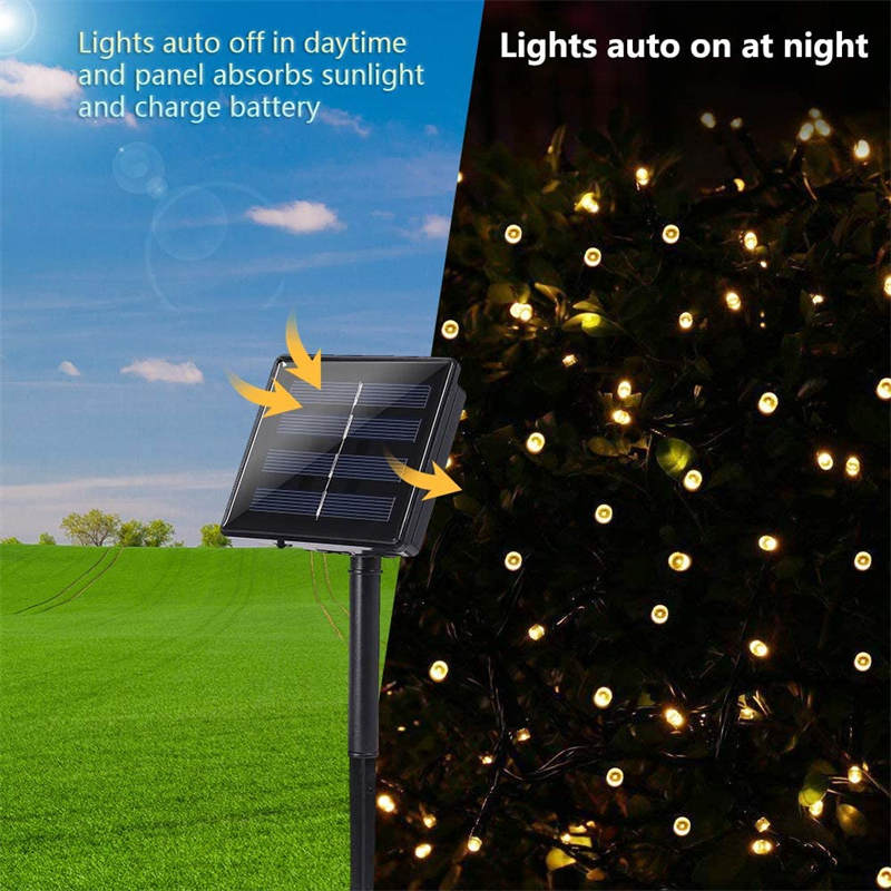 Solar Christmas Lights 72ft 200 LED 8 Modes Solar String Lights Waterproof-Warm White