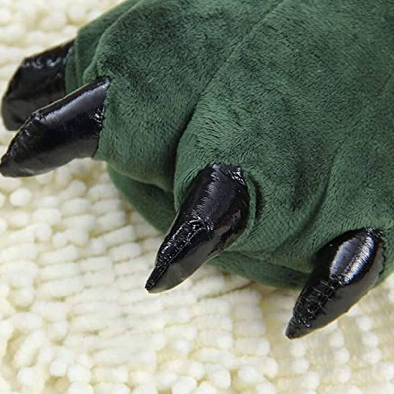 Unisex Soft Plush Home Slippers Animal Paw Claw Shoes-Green