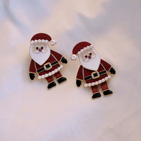 Santa Claus Earrings Moving Christmas Studs for Womens