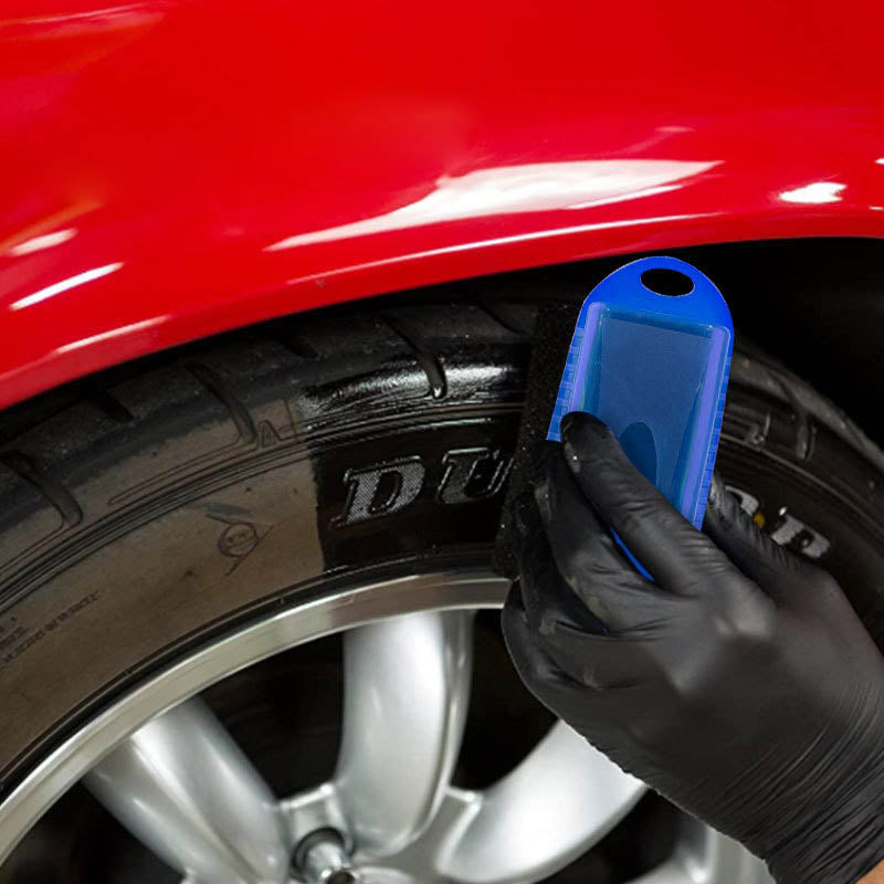 Car Tire Wipe Square Sponge with Lid Car Cleaning Tool-Blue