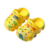 Kids Cute Cartoon Hole Shoes Little Dinosaur Beach Pool Slippers Boys and Girls-Yellow