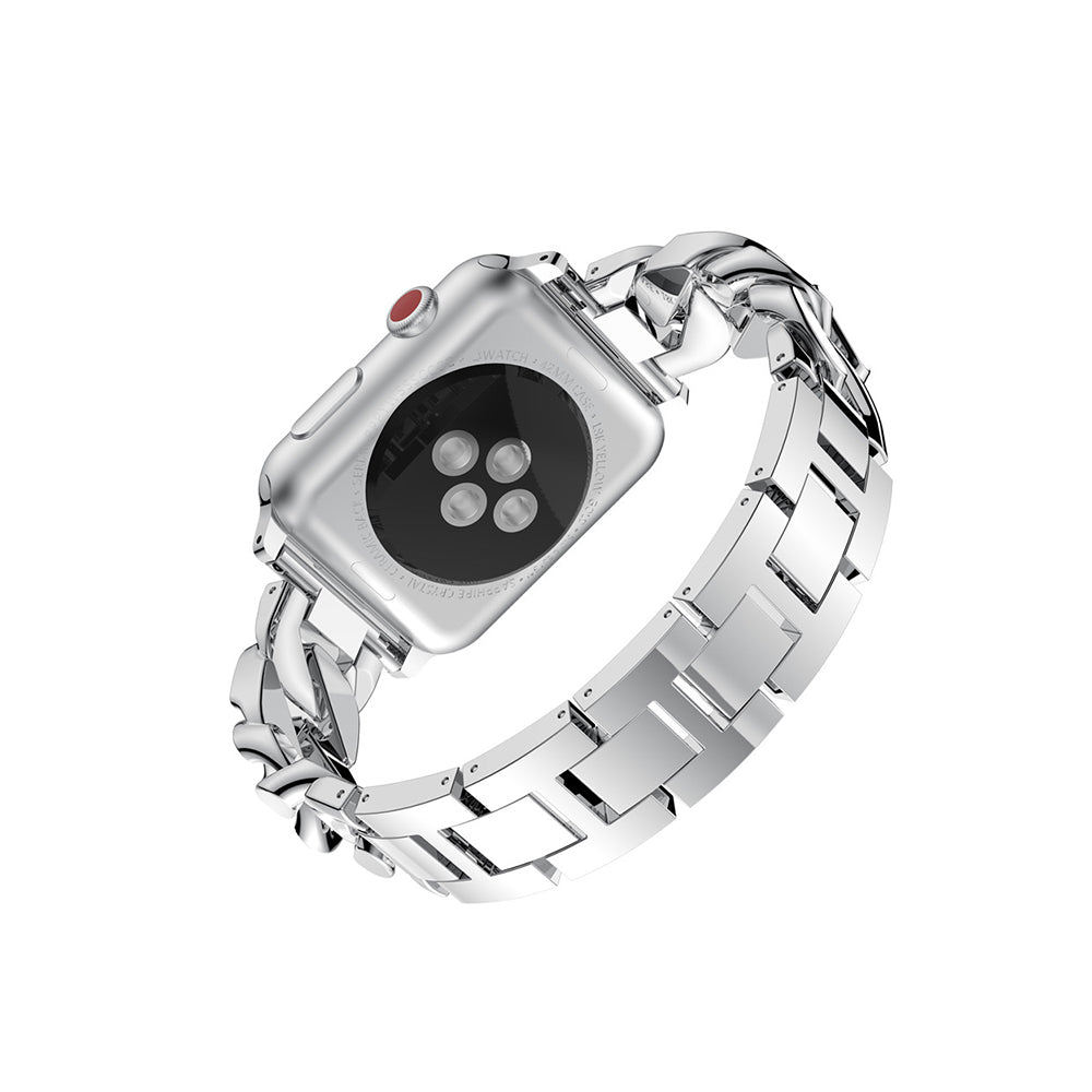 Diamond Denim Chain Metal Watch Band With Diamonds For Apple Watch SE/6/5/4/3/2/1(Silver)