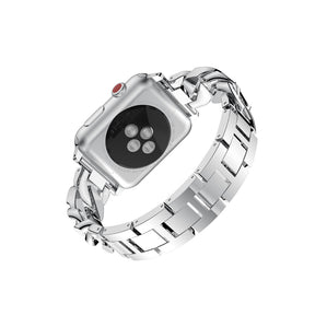 Diamond Denim Chain Metal Watch Band With Diamonds For Apple Watch SE/6/5/4/3/2/1(Silver)