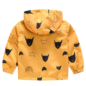 Toddler Boys Girls Cartoon Print Zip Jacket Hooded Trench Kids Casual Coats-40