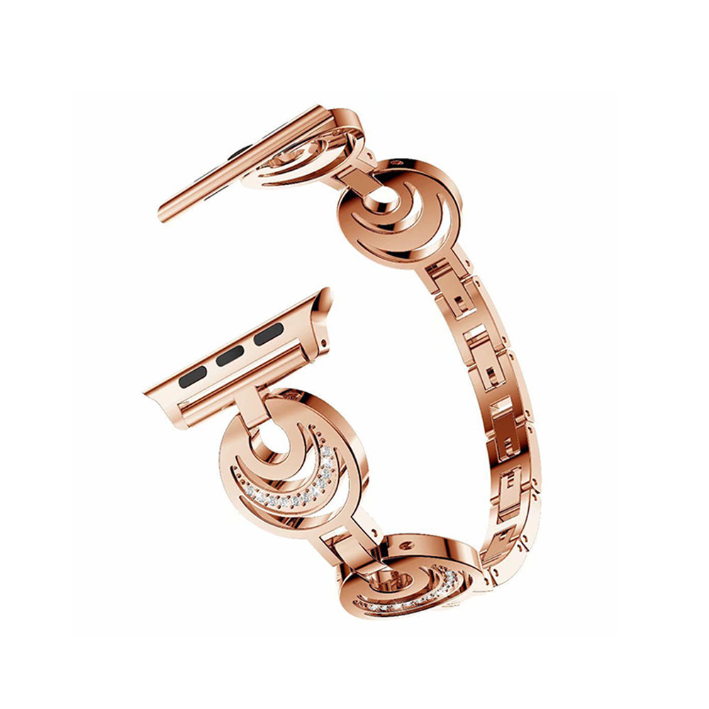 Stylish Hollow Diamond Breathable Metal Watch Band For Apple Watch SE/6/5/4/3/2/1(Rose Gold)