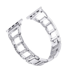 RZK Stainless Steel Watch Band Adjustable Wristbands for Apple IWatch Series SE/1/2/3/4/5/6 For Women-Silver