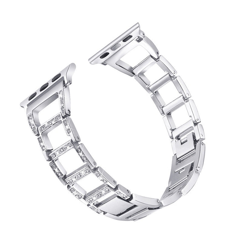 RZK Stainless Steel Watch Band Adjustable Wristbands for Apple IWatch Series SE/1/2/3/4/5/6 For Women-Silver