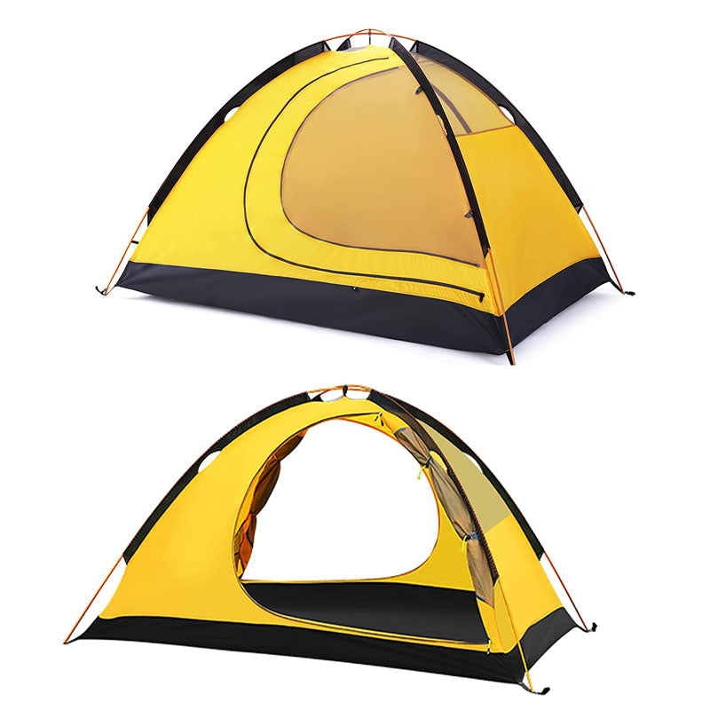 Camping Tent Waterproof Ultralight Backpacking Double Layer Tent Easy Set Up-Yellow