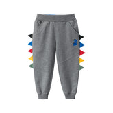 Boys Sport Jogger Athletic Pants Dinosaur Elastic Sweatpants with Pocket Size for 2-7 Years-Gray
