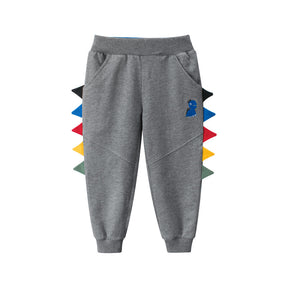 Boys Sport Jogger Athletic Pants Dinosaur Elastic Sweatpants with Pocket Size for 2-7 Years-Gray