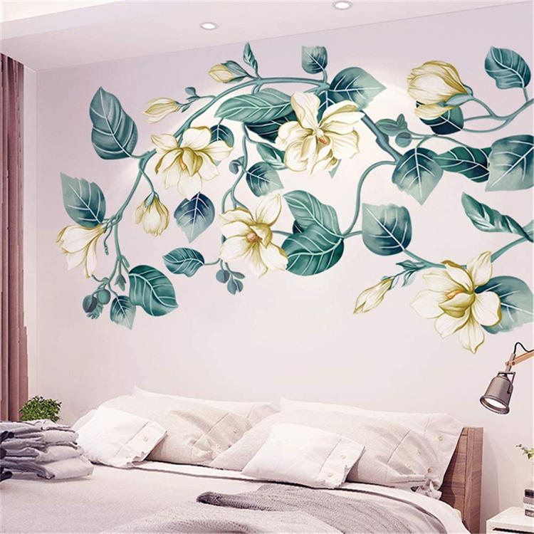 Removable DIY 3D Flower Vine White Floral Leaf Art Decor Wall Sticker Living Room