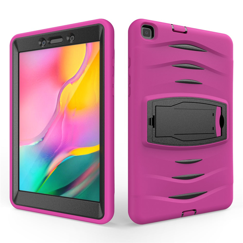 Shock Wave Kickstand Case Anti-Fall Protection For Samsung Tab A 8inch T290/T295(2019)-Rose Red