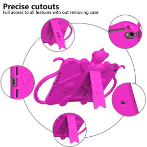 Monkey iPad Case+Neck Strap Cartoon Kids Anti-fall Protective Cover For Samsung Galaxy Tab A 10.1inch£¨2019£©T510/T515-Hot Pink