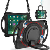 iPad Case Shockproof Case With Handle Stand Shoulder Strap for iPad 9.7 2018/2017/Pro9.7/Air2/Air-Black