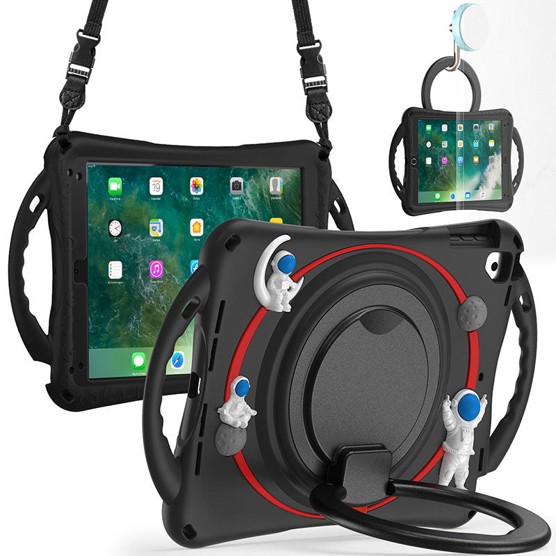 iPad Case Shockproof Case With Handle Stand Shoulder Strap for iPad 9.7 2018/2017/Pro9.7/Air2/Air-Black