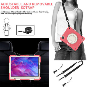 iPad Case For iPad Air 5 with 360¡ãSwivel Stand-Begonia Red