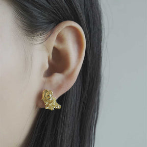 Retro Irregular Metal Stud Earrings for Women Girls Gift-Gold