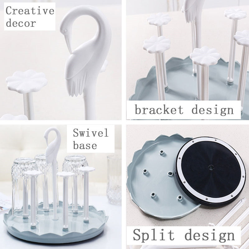 Kitchen Drain Cup Holder Plastic Swan Head Assembled Mug Rack-Blue