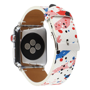 Graffiti Painted PU Leather Watch Band Microfiber Design For Apple Watch SE/6/5/4/3/2/1(Graffiti8)