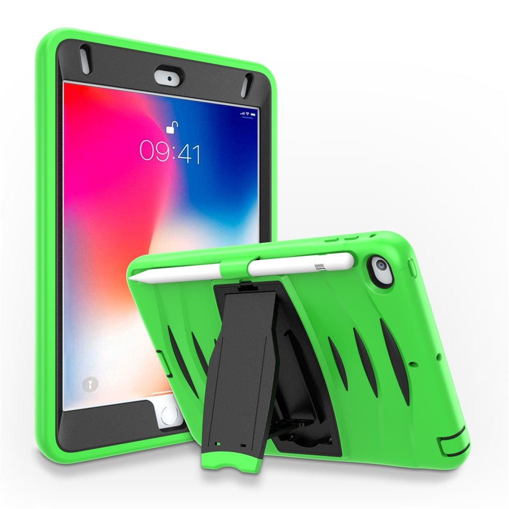 Shock Wave Design Kickstand Case Anti-Fall Protection With Pencil Holder For 7.9inch iPad Mini 4/5-Green