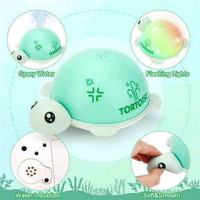 Baby Bath Toy Tortoise Induction Sprinkler with LED Light for Ages 1-3