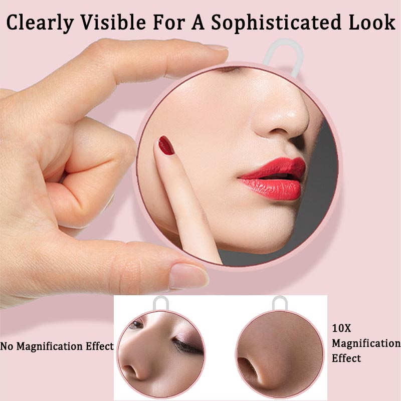 10x Magnifying Pocket Makeup Mirror-Pink