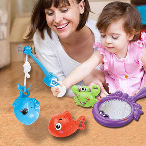 5Pcs Baby Bath Toys Fishing Games with Squirt Fishes and Crab for 18 Months and up