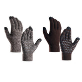 WIWU Winter Woman Gloves Upgraded Touch Screen Anti-Slip Silicone Gel Elastic Cuff Thermal-Brown+Coffee White-DZ32