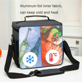 Large Bento Lunch Bags Multi Pocket Insulated Shoulder Handle Bag-Gray