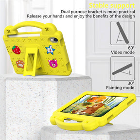 Strawberry iPad Mini 6 Case 8.3 Inch Shockproof Cover with Handle Band Shoulder Strap-Yellow