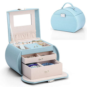 Princess Style Jewelry Box Multi-layer Large Capacity Fabulous Girls Gift-Sky Blue