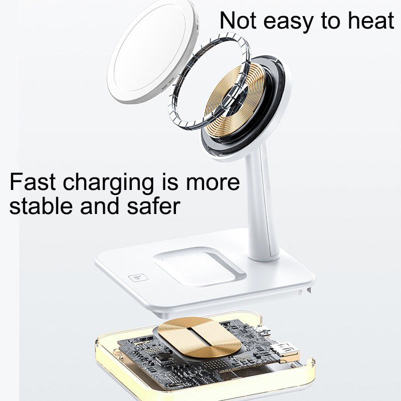 Magnetic 2-in-1 Wireless Charging Station 15W Fast Charge for iPhone 13/12 AirPods-White