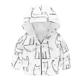 Boys Girls Cartoon Print Zip Lightweight Jacket Hooded Coats Casual Windbreaker-1