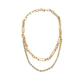 Link Layered Necklace Gold Paperclip Chain Choker for Women