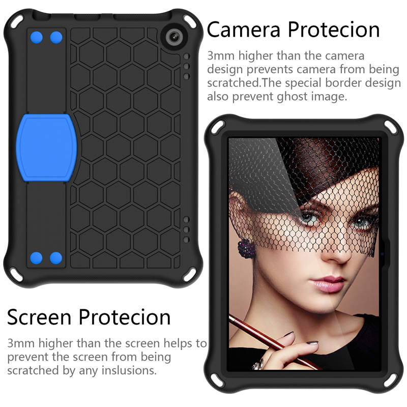 Hive Kindle Fire HD8/HD8 Plus (2020) Tablet Case Durable Stand Cover With Shoulder Strap-BlackBlue