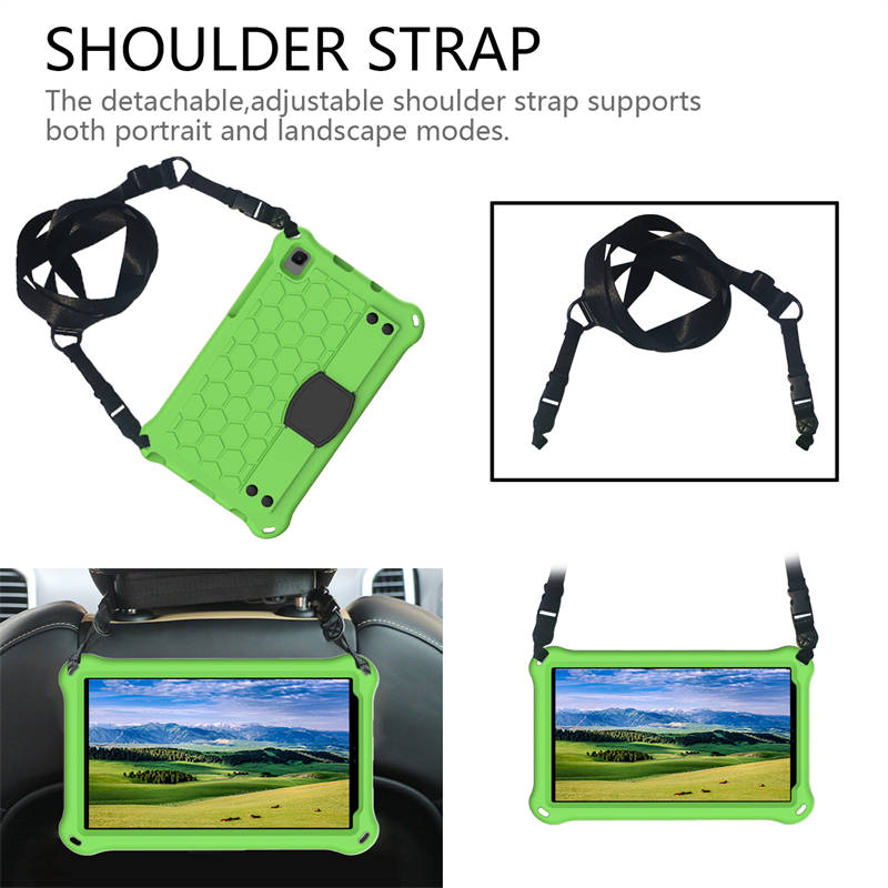 Hive Tablet Case For SamSung Tab A7 Lite 8.7(T220/T225) 2021/Tab A8 (P200/P225) 2019 Durable Stand Cover With Shoulder Strap-GreenBlack