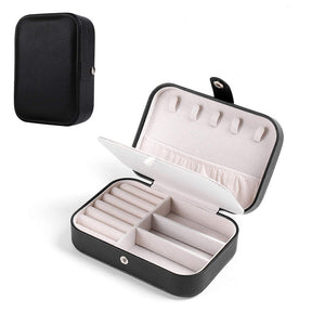 Small Jewelry Box Necklace Ring Double Layer Storage Bag Travel Organizer -Black