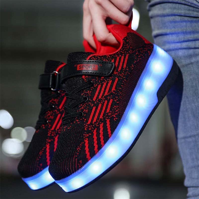 Kids LED Rechargeable Roller Skate Shoes with Single Wheel