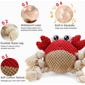 Dog Squeak Toy Partially Filled with The Chew Toy Suitable for Puppy and Medium Dogs-Crab