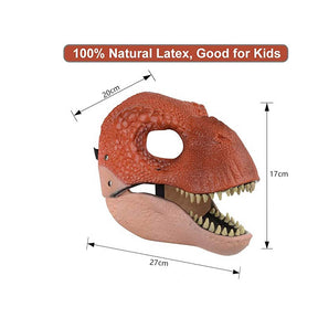 Movable Jaws Dinosaur Mask Kids Costume Party Gifts-Red Brown